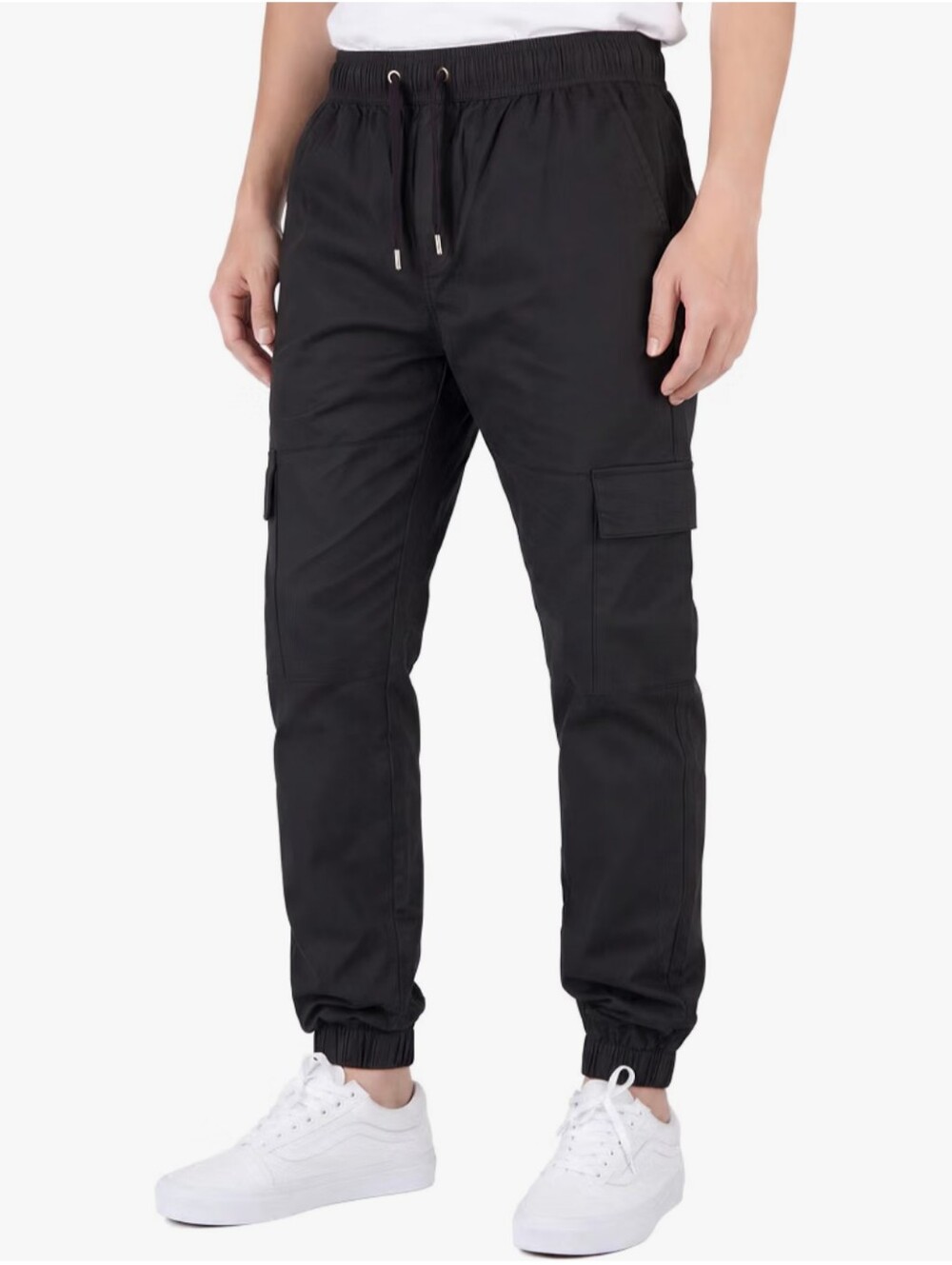 Italymorn Men's XS Black Cargo Jogger Pants Twill Cotton Tactical Techwear
